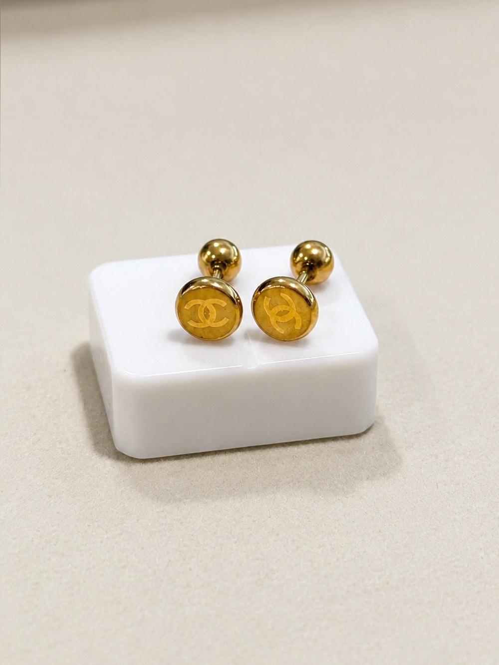 Others Follow Gold-Tone Round Logo Stud Earrings